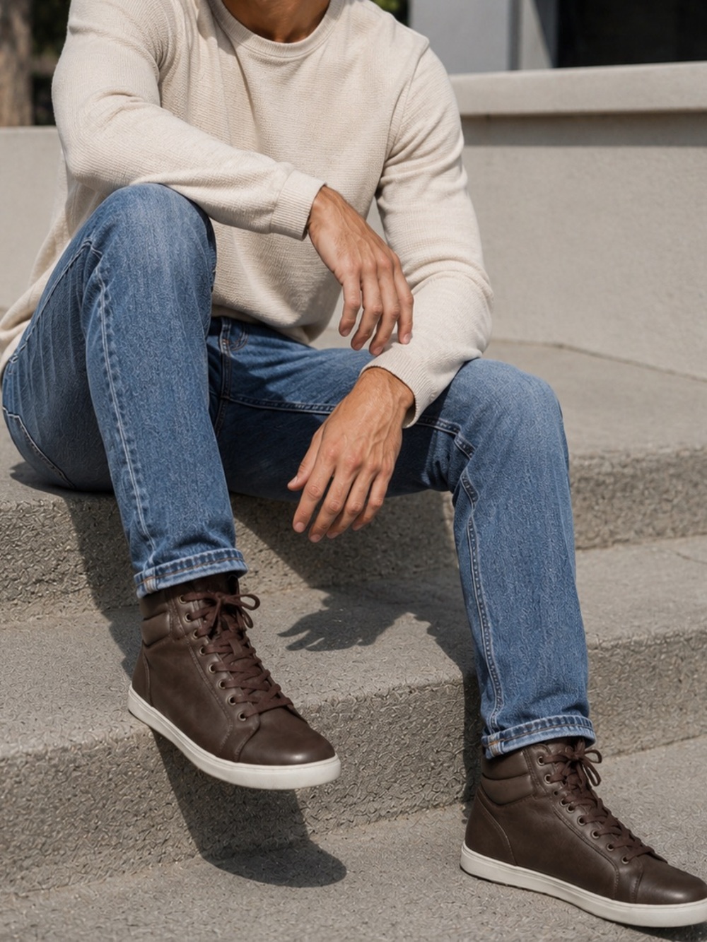 Goodfellow & Co Brown High-Top Sneakers with White Sole